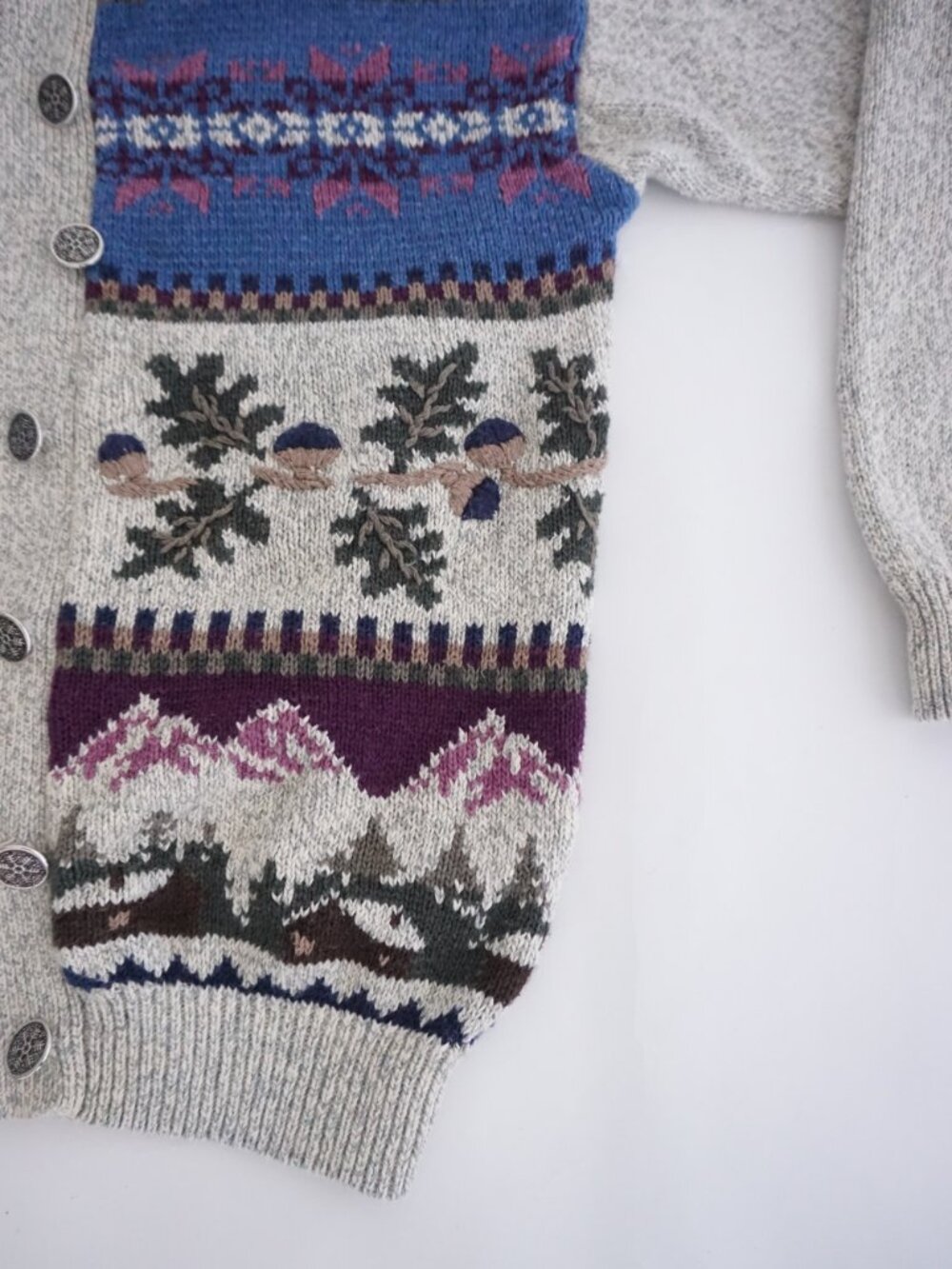 Vintage Northern Reflections Cream Deer Scenic Button Knit Cardigan Fair Isle S - Picture 5 of 10